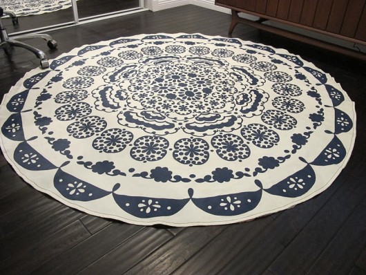 DIY Rugs | Dream Book Designs - Turning A Table Cloth In To A Rug- A DIY Anthropologie Rug