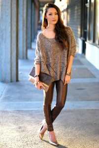 windsor brown sweater metallic denim cozy clutch gold vince camuto winter outfit