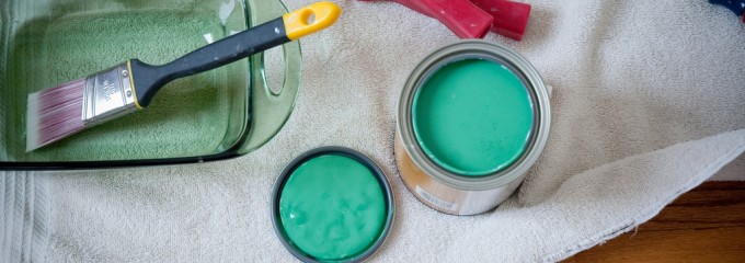 Turquoise paint with rollers