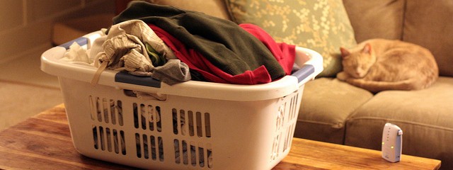 laundry basket on table