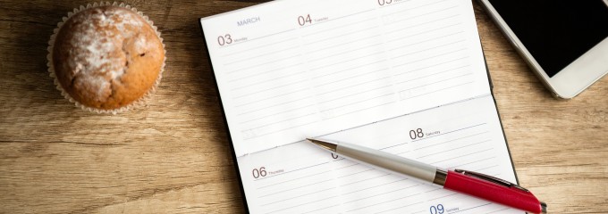 Notebook on wooden desk