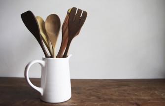 Kitchen Gadget Spoon Mug Table White Brown