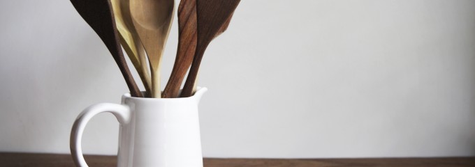 Kitchen Gadget Spoon Mug Table White Brown