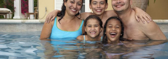 family swimming