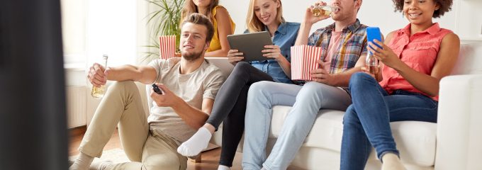 family watching tv together