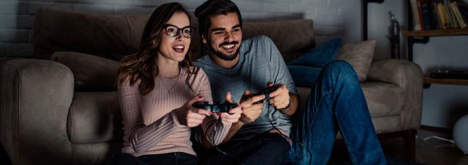 Couple playing video games